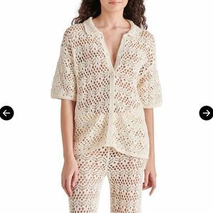 Steve Madden Avana Cream Button Down Crochet Top size S